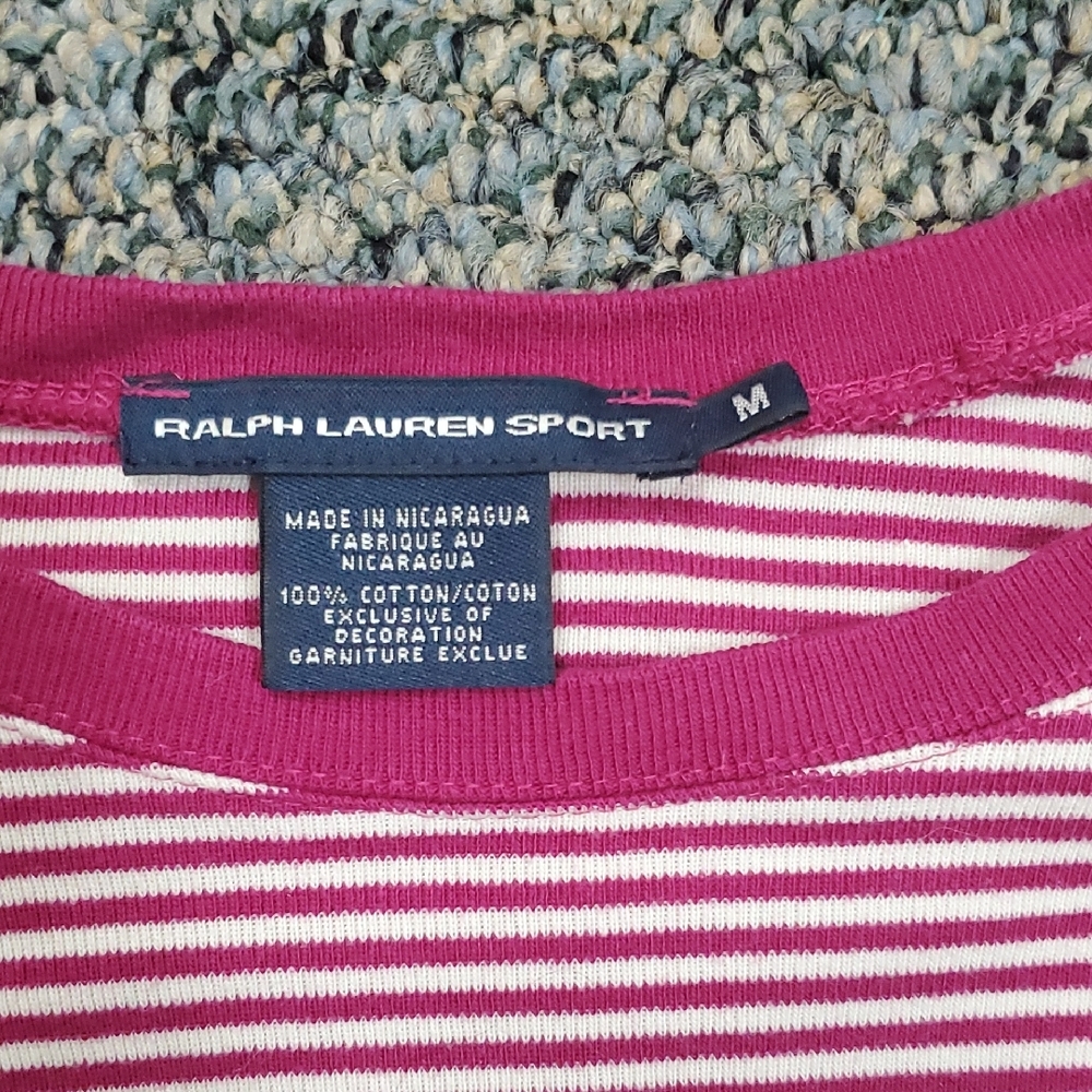 Ralph Lauren Pink Striped Long Sleeve Tee - Picture 2 of 2